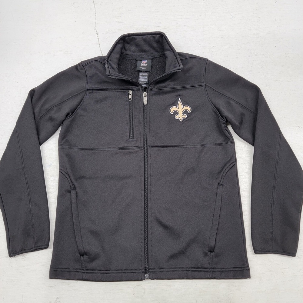 NFL Team Apparel New Orleans Saints Full Zip Collar Jacket Youth Sz M‎ 10-12 EUC